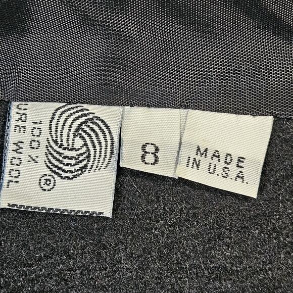 Vintage Wool Long Overcoat Women 8 Black Long Double Breasted 80s Made In USA - Picture 5 of 7